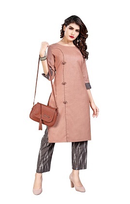 5 Colors Available Ladies Kurti Straight Fit With Bottom