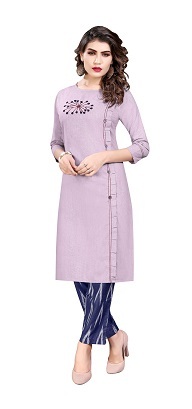 Ladies Trendy Kurti - Hi Grade Mazza Fabric, Ekkat Cotton Bottom, 48 Inches Length | Modern Style, Fancy Embroidery, Available In 5 Colors, Suitable For All Seasons