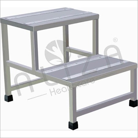 Double Foot SS Step Stool - Stainless Steel, 450 mm x 280 mm x 460 mm | Durable, Water Resistance, 100 kg Maximum Loading Capacity, Ideal for Hospital OPD Wards