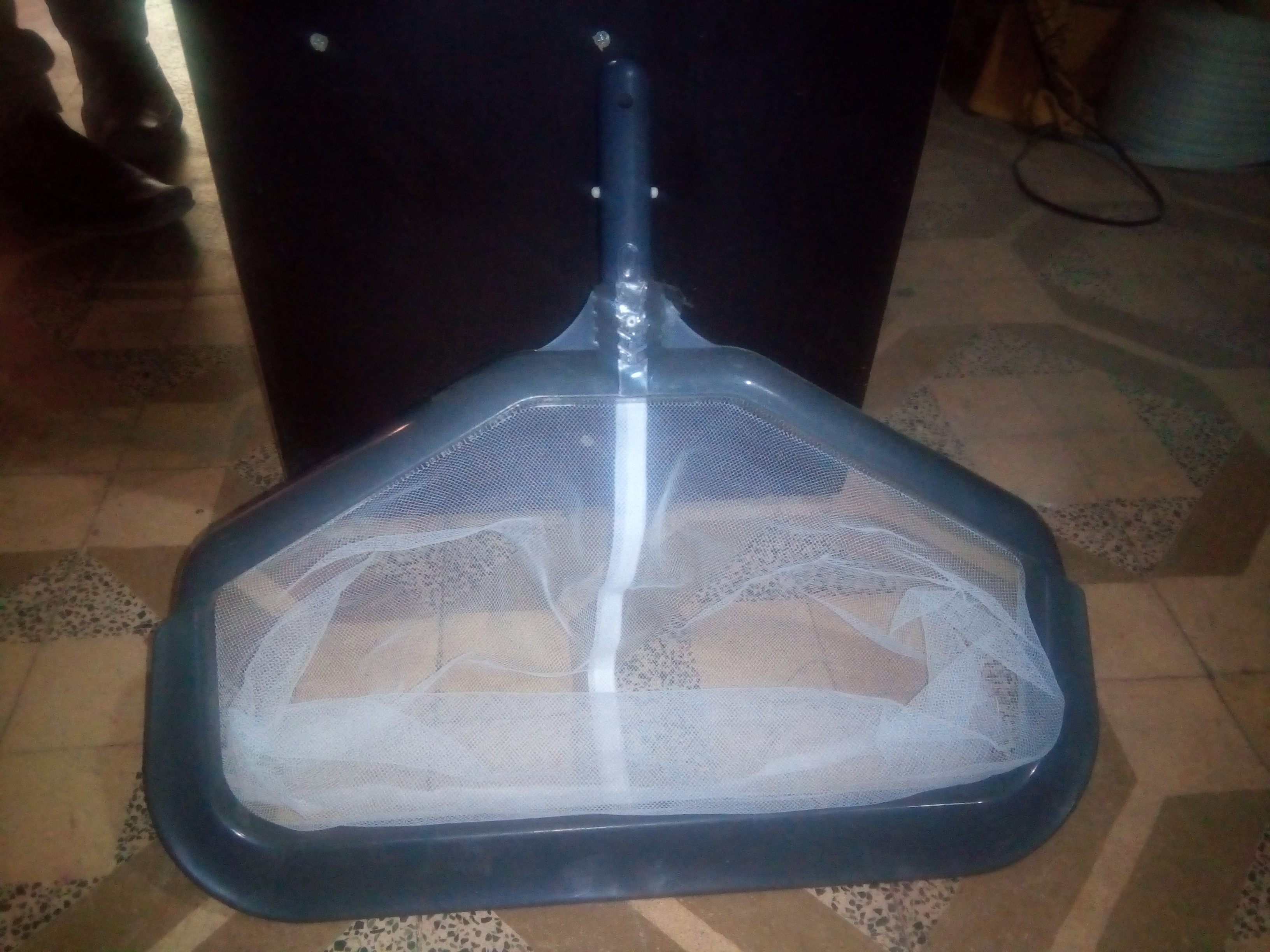 Swimming Pool Cleaning Net Bag - Hdpe Material, Size 18, Blue And White Color | Long Handle, Lightweight, Customizable Design