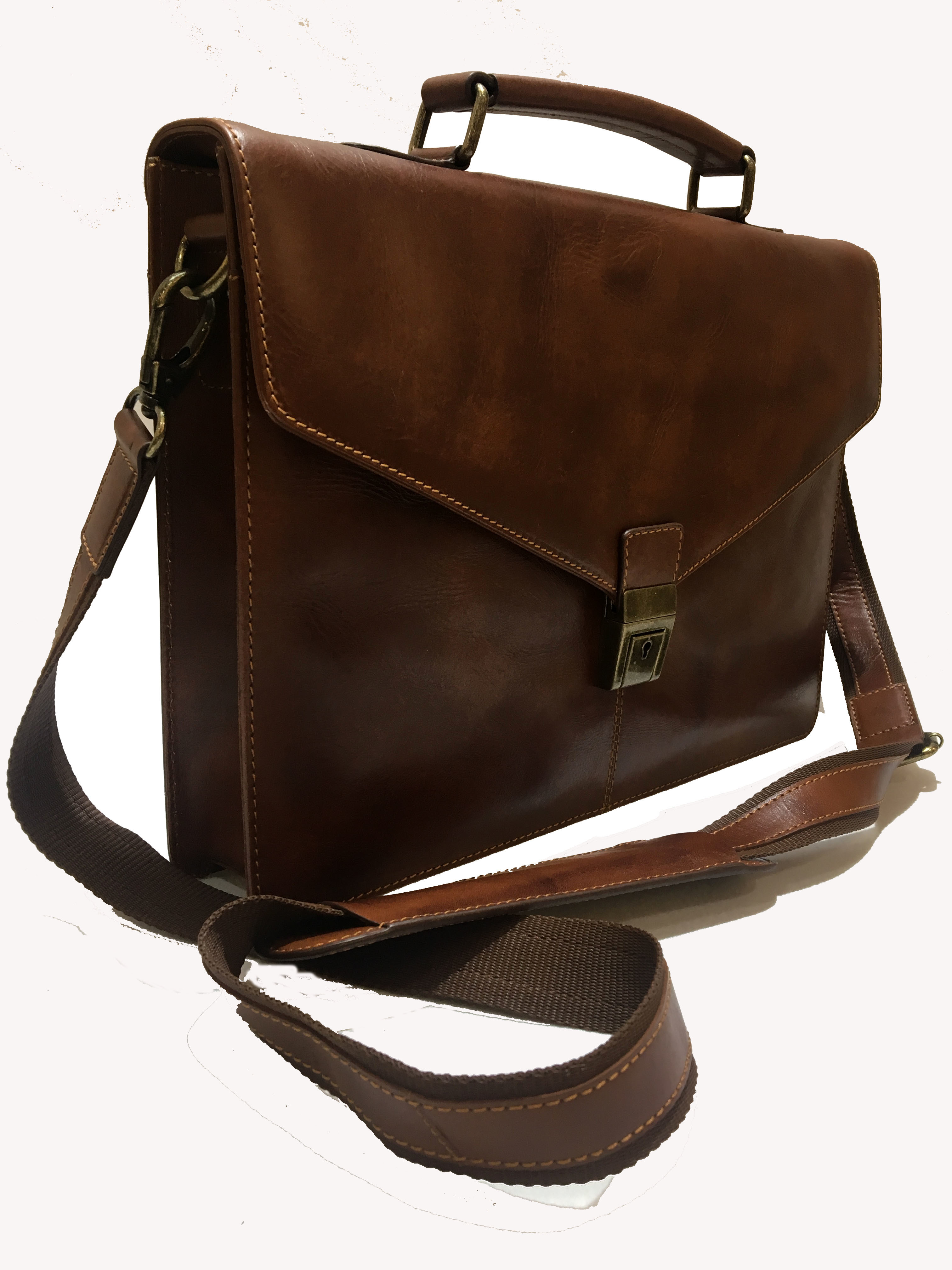 Vegetable Tanned Leather Briefcase - Custom Size | Eco Friendly Material, Personalized Color Choices