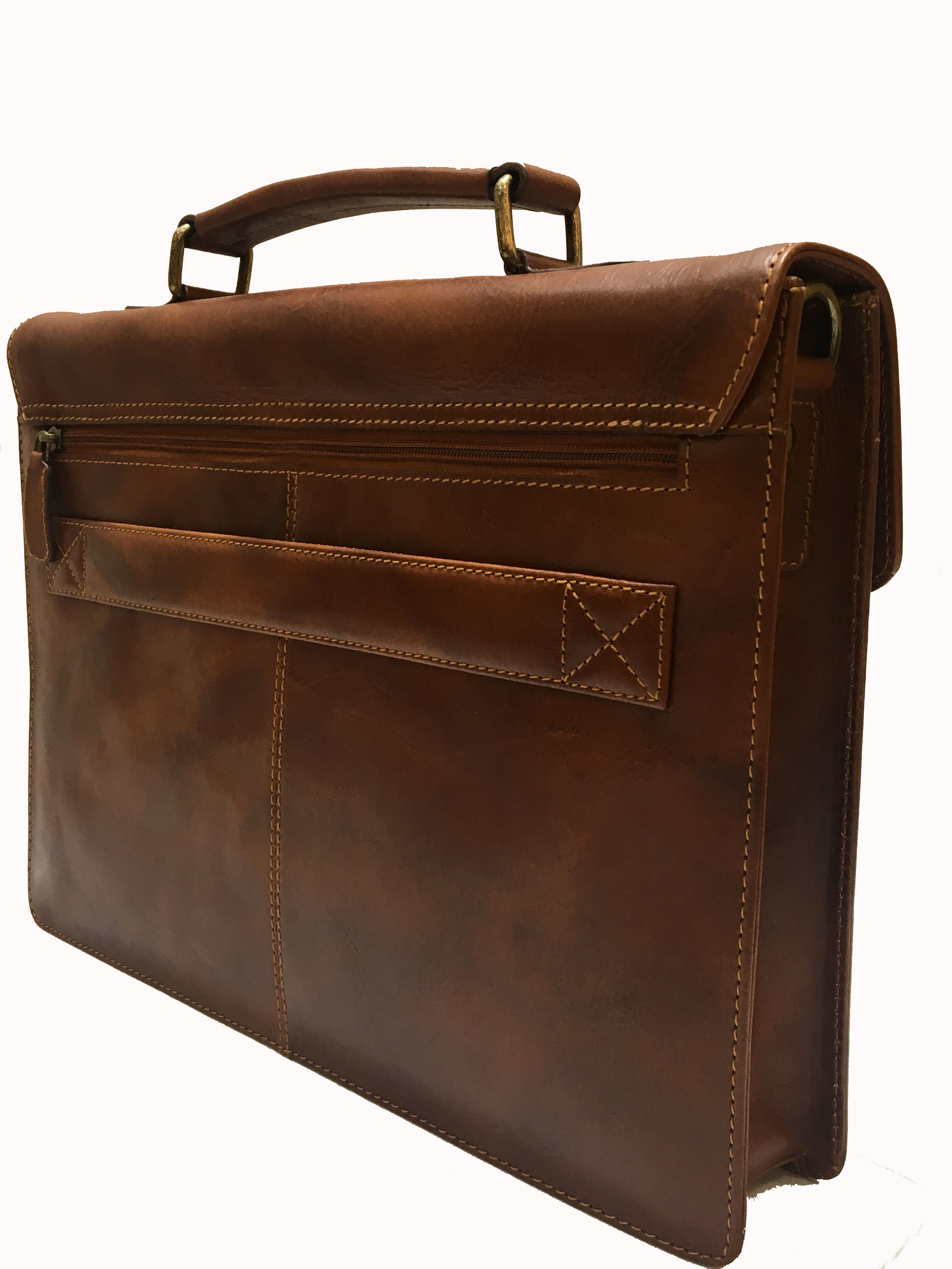 Vegetable Tanned Leather Briefcase - Custom Size | Eco Friendly Material, Personalized Color Choices