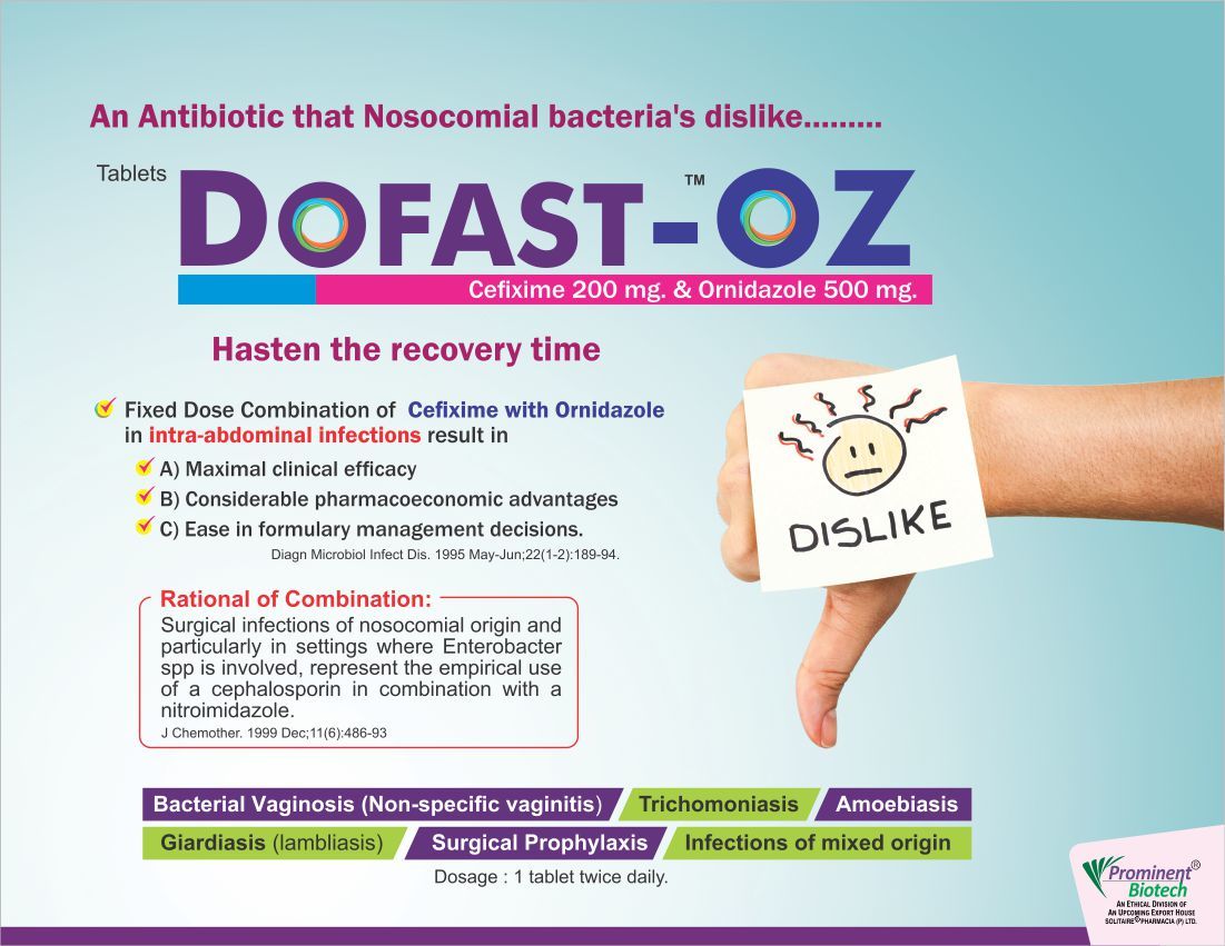 Cefixime 200 Mg & Ornidazole 500 Mg Generic Drugs