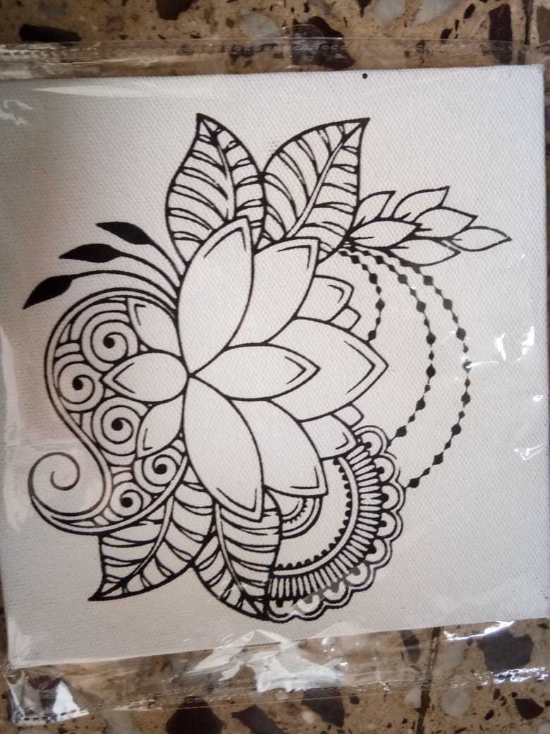 6x6 Inches Canvas Painting - Printed Design For Custom Painting, Acrylic & Watercolor Compatible, Perfect For Doodling And Crafting