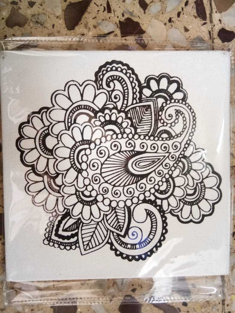 6x6 Inches Canvas Painting - Printed Design For Custom Painting, Acrylic & Watercolor Compatible, Perfect For Doodling And Crafting