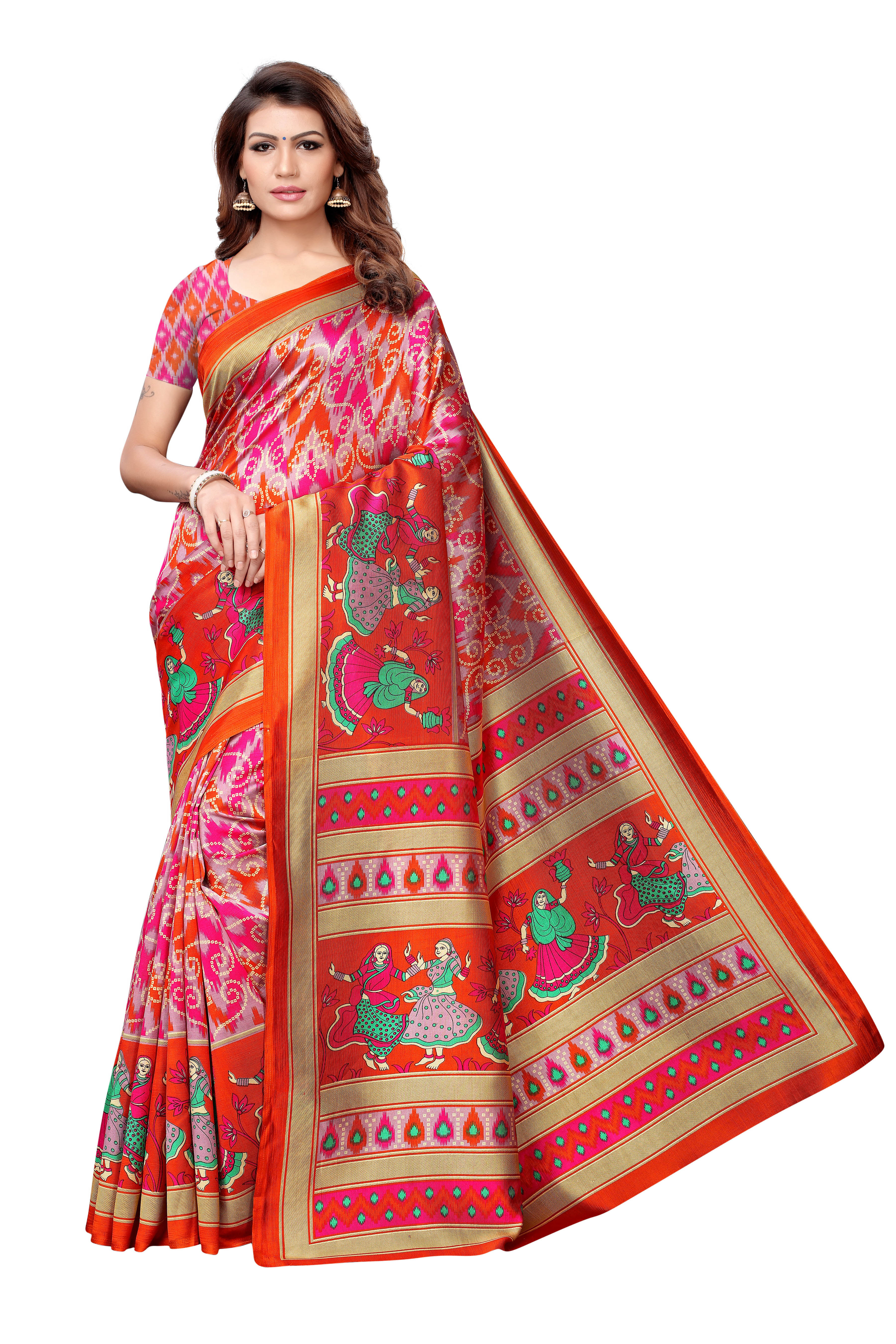 Multi Color Printed Mysore Silk Saree