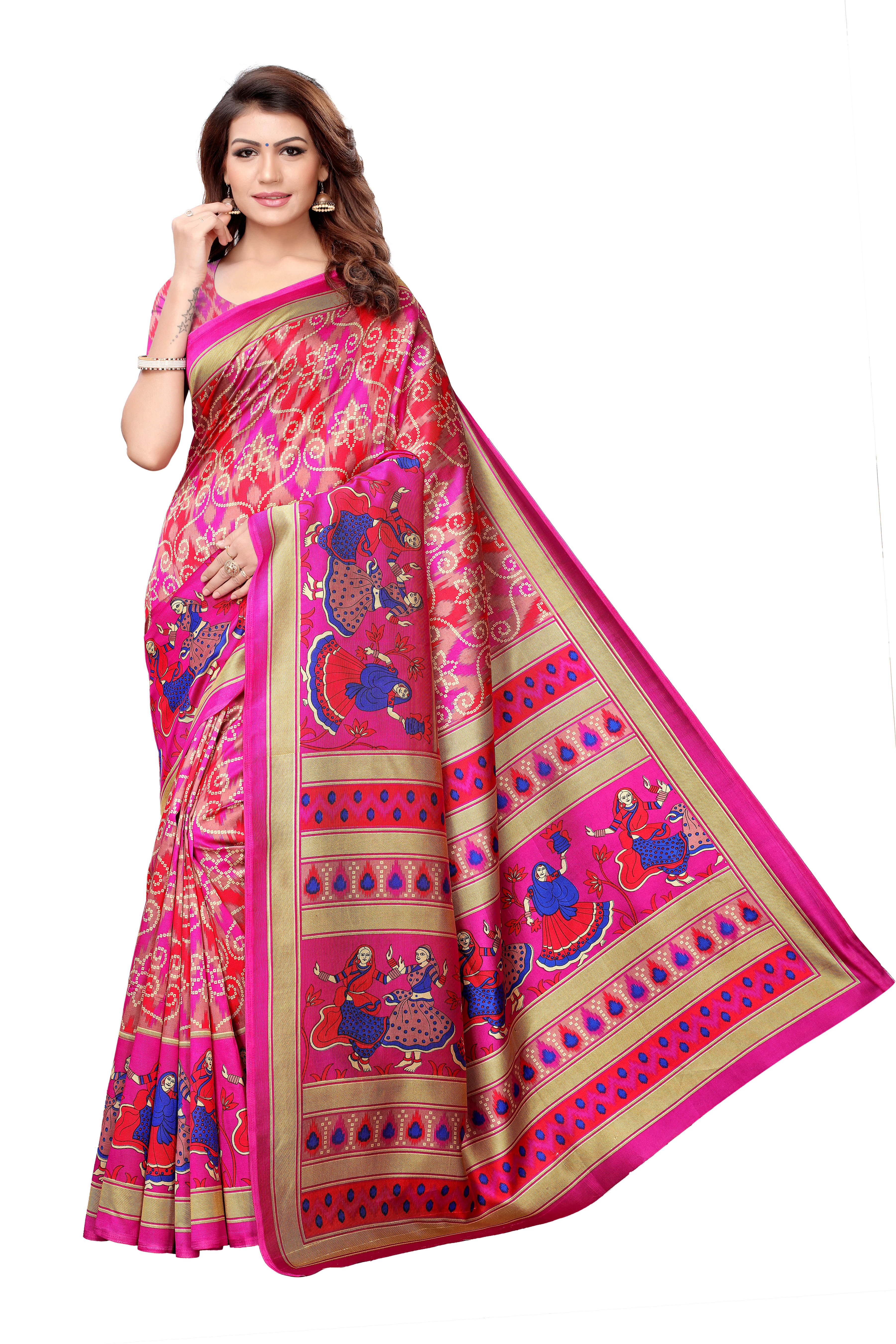 Multi Color Printed Mysore Silk Saree
