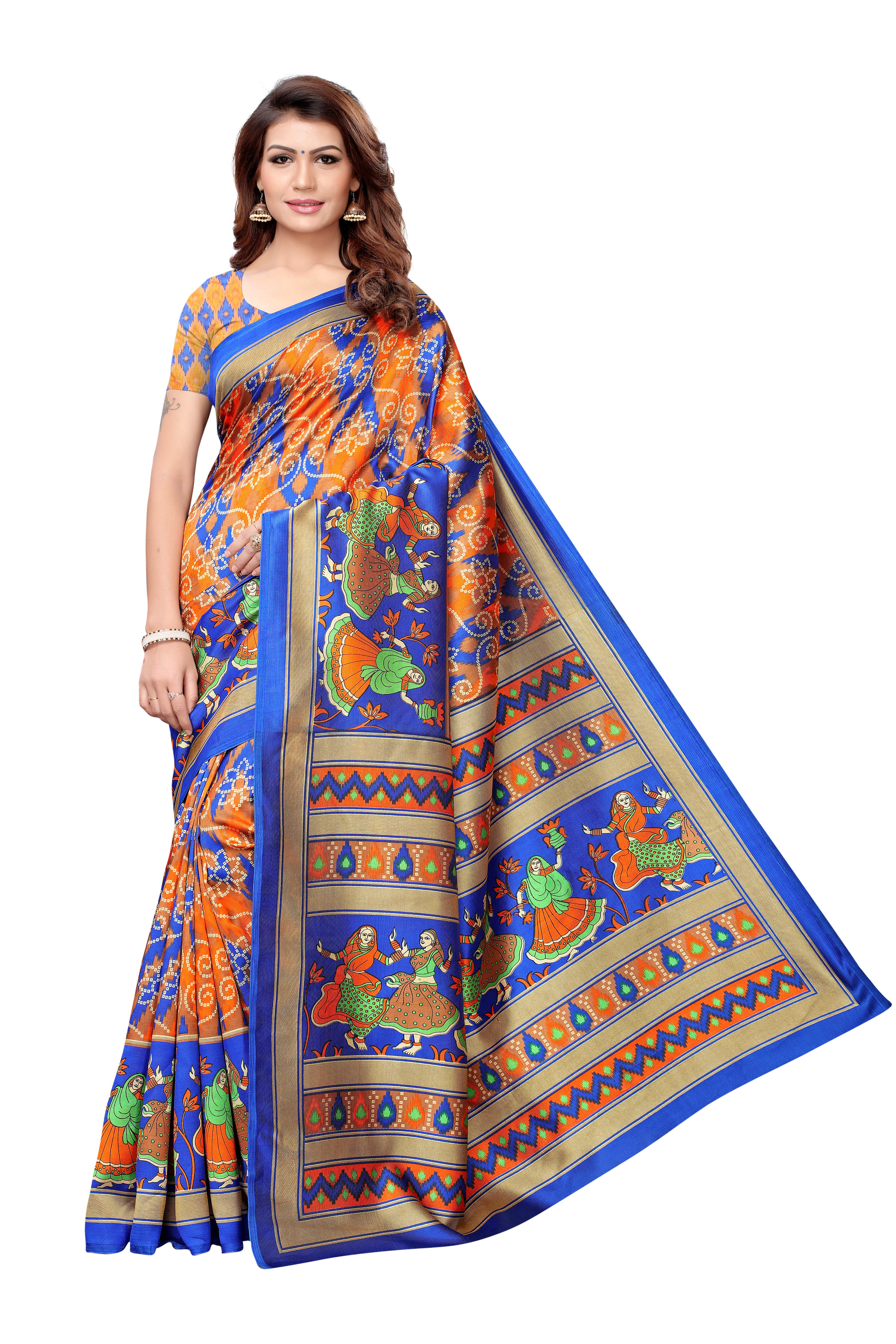 Multi Color Printed Mysore Silk Saree