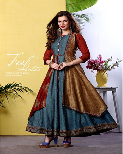 Available In Different Colors Ladies Floor Length Kurti