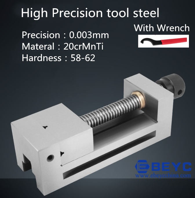 High Precision Tool Steel - Sus420 Forging & Tool Steel, 70x73x205mm Silvery Finish, 4.88kg Weight, 0.002mm Parallelism & Squareness, 100mm Max Opening, 50mm Jaw Depth