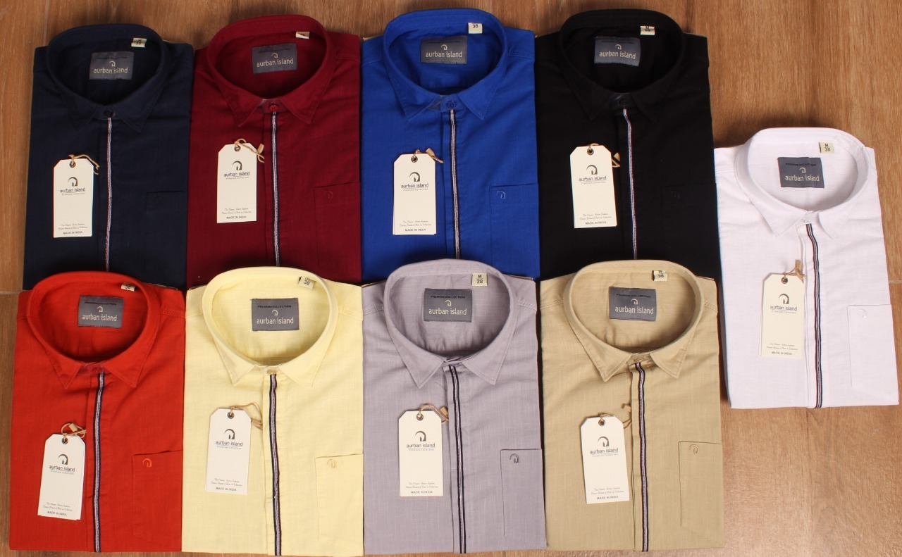 Plain Shirts - Cotton Linen, Sizes M L Xl Xxl, Navy Color - Classic Collar, Anti-wrinkle, Breathable, Non-toxic, Washable, Full Sleeves, Perfect For Summer