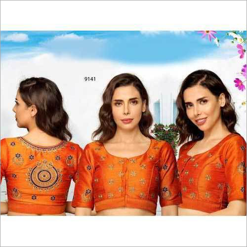 महिलाओं के लिए नारंगी कढ़ाई वाला ब्लाउज़