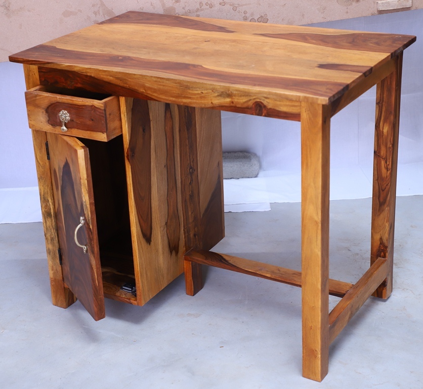 Handmade Solid Wood Study Desk With Drawer & Door