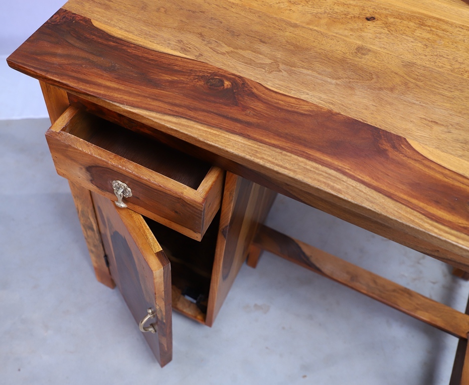 Handmade Solid Wood Study Desk With Drawer & Door