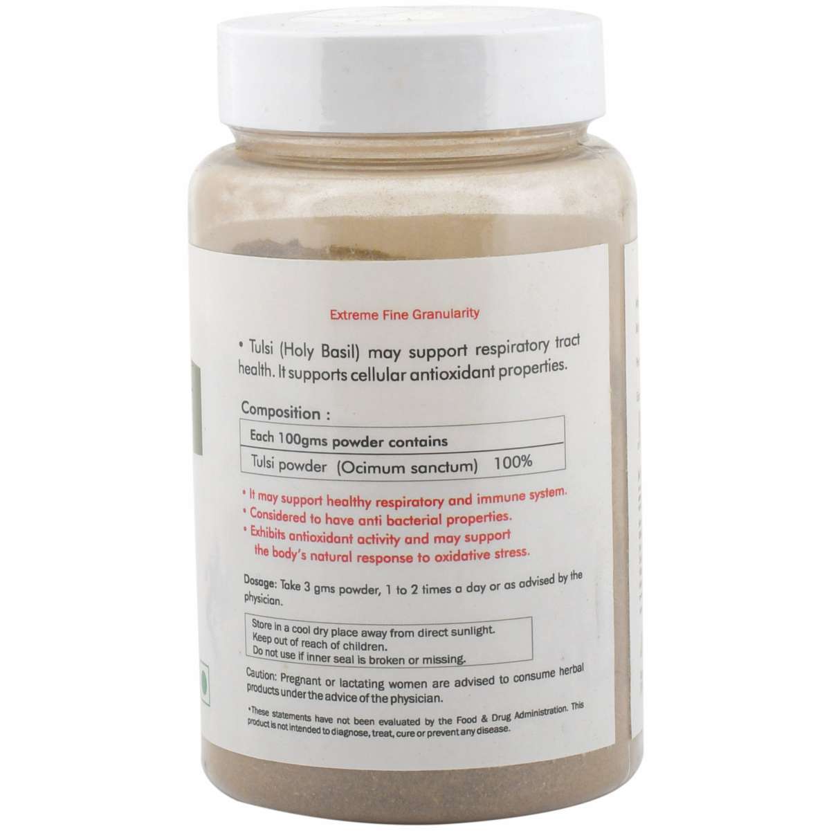 Tulsi Powder - 100g Pure Holy Basil | Immunity Booster, Improves Blood Circulation, Anti-bacterial Properties, Cough Relief