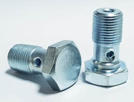 Banjo Bolt - Zinc-Plated Steel, M10-1.5 Thread Size, 30-50mm Overall Length | Hexagon Head, 1000 PSI Pressure Rating, SAE J514 Compliance