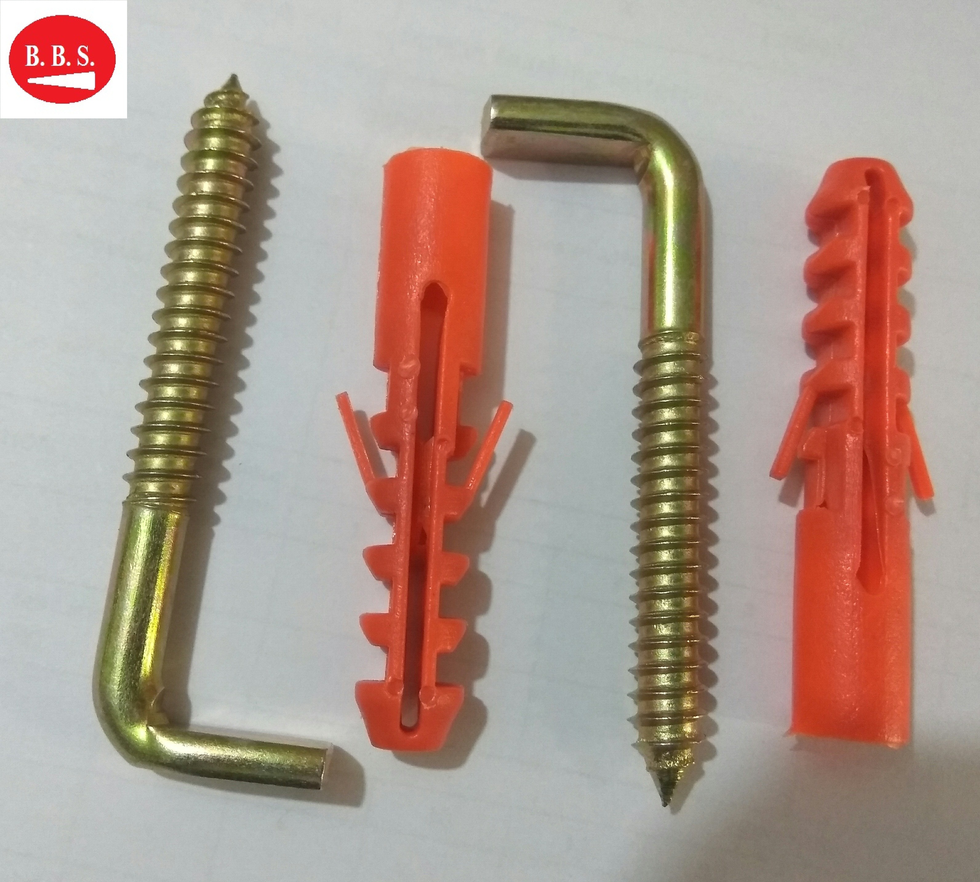 L-type Hook Screw - Carbon Steel, 90mm Length, 9.90mm Major Diameter | Corrosion Resistant, Sturdy, Golden Plated Finish