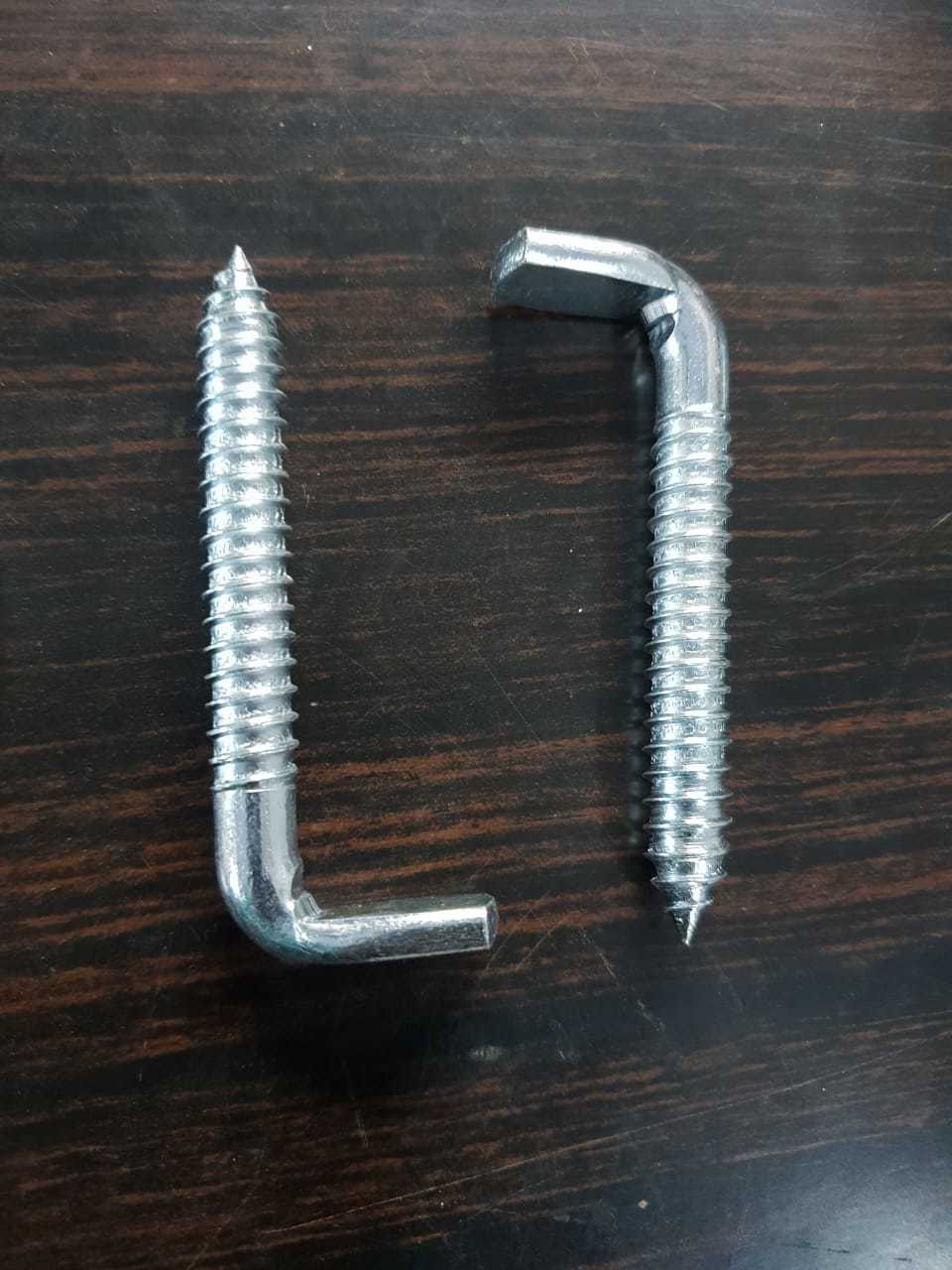 L-type Hook Screw - Carbon Steel, 90mm Length, 9.90mm Major Diameter | Corrosion Resistant, Sturdy, Golden Plated Finish