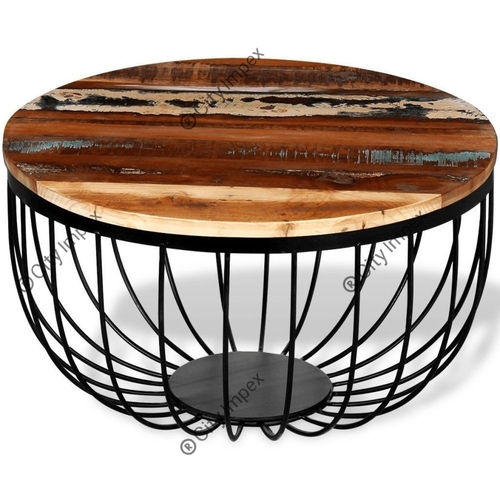 क्राफ्टेड प्रिज़न राउंड कैफे टेबल