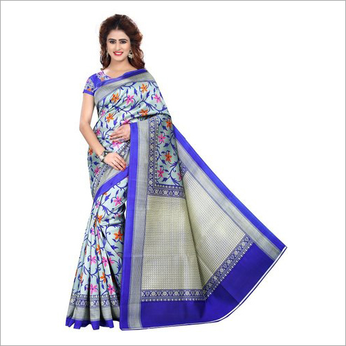 महिलाओं के लिए अलग-अलग रंग उपलब्ध भागलपुरी फ्लोरल प्रिंटेड साड़ी