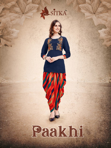 Ladies Dhoti Kurti - Cotton Blend, Size L-XXL , Multicolored Design for All Occasions