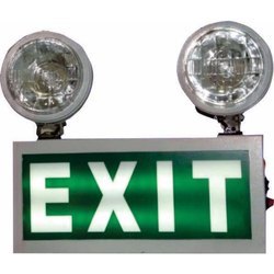 Rectangle Emergency Light - Powder Coated Ms Sheet 330x115x350 Mm | Night Glow Signage, Double Beams, New, Grey And Green