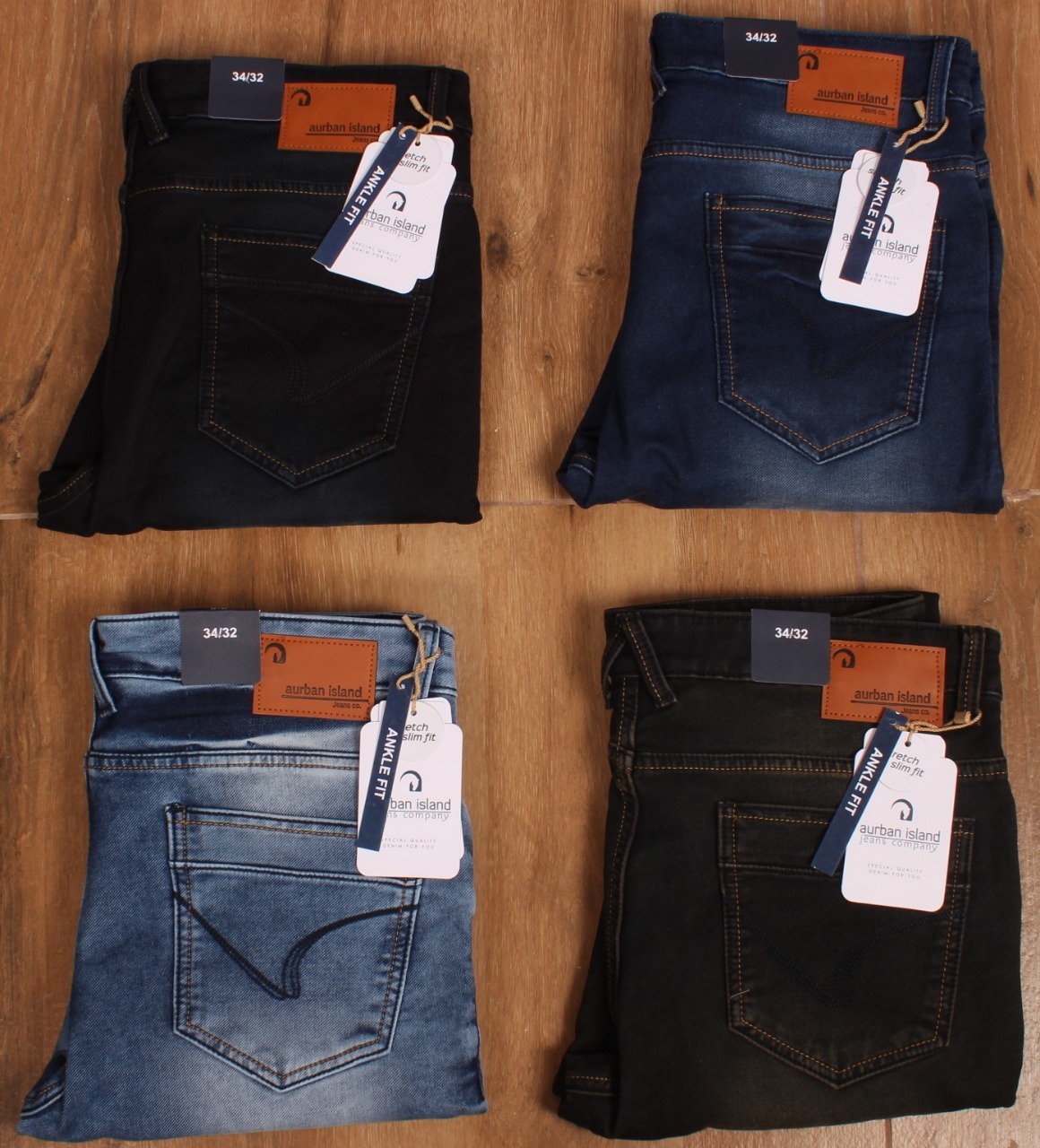 Jeans - Dobby Lycra Fabric, Ankle Fit Size 30-38 | Slim Fit, Plain Dyed, Green, 500g Denim