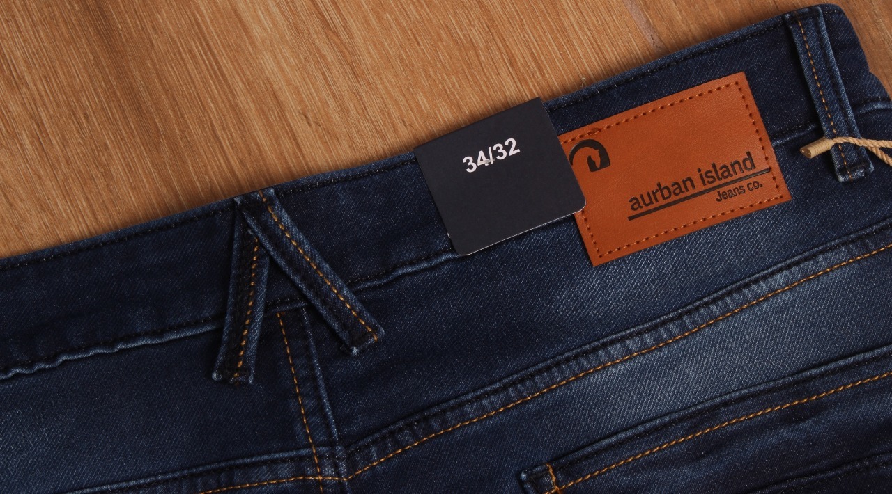 Denim Pant - Dobby Lycra, Sizes 30-38 | Dark Blue, Slim Fit, 500g Weight, Plain Dyed, Washed Finish