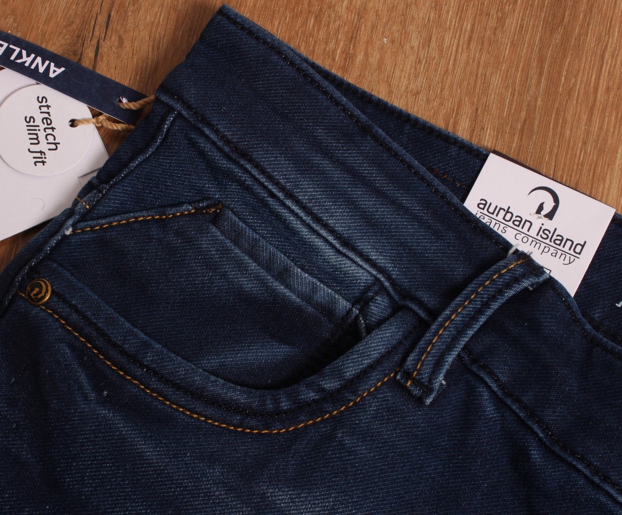 Denim Pant - Dobby Lycra, Sizes 30-38 | Dark Blue, Slim Fit, 500g Weight, Plain Dyed, Washed Finish