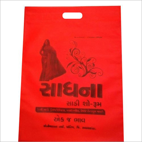 Printed Non Woven D Cut Bag - Customized Size & Thickness, Red Color with Fine Finish & Spacious Design