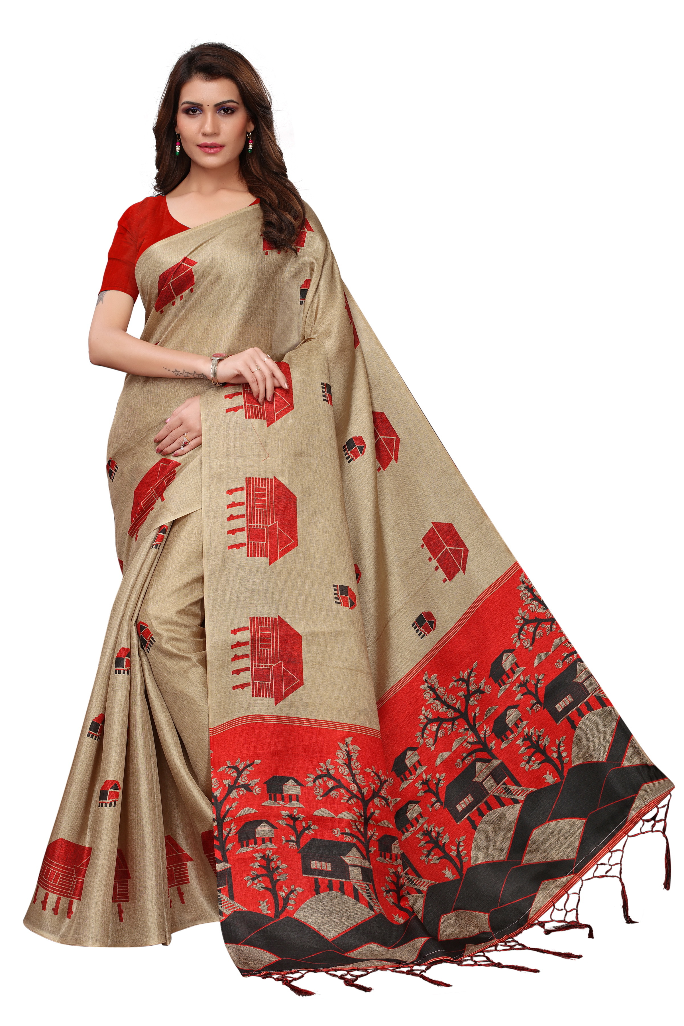 House Daly Saree With Silk Jhumar (Tessls)