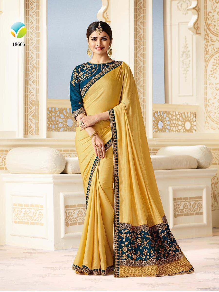 Satin Silk Saree - 5.50 Mtr Length, 0.80 Mtr Blouse | Multi Color, Plain Pattern, Designer Style For Weddings And Parties