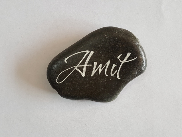 Black Customized Natural River Pebbles Engraved With Your Name