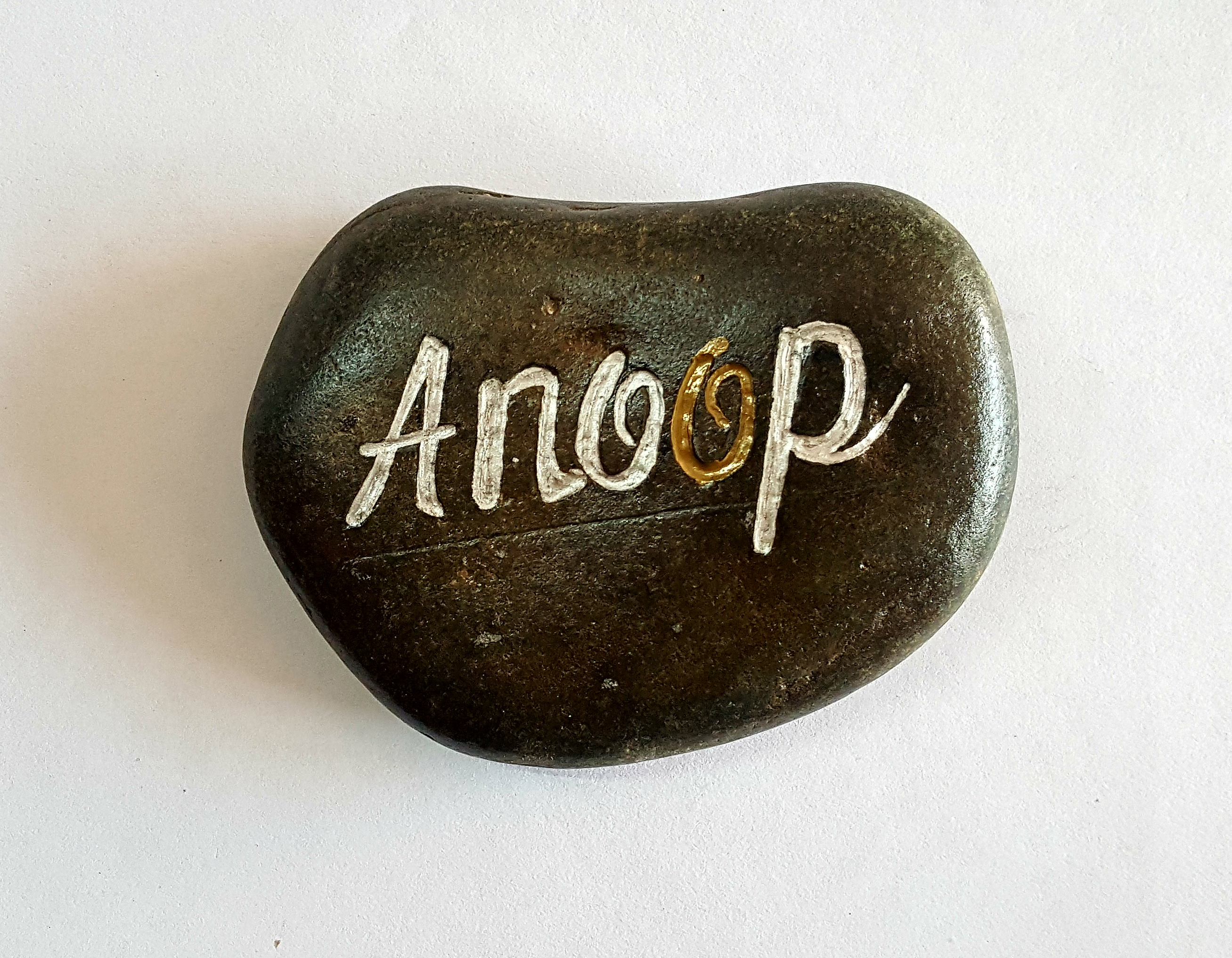 Black Customized Natural River Pebbles Engraved With Your Name