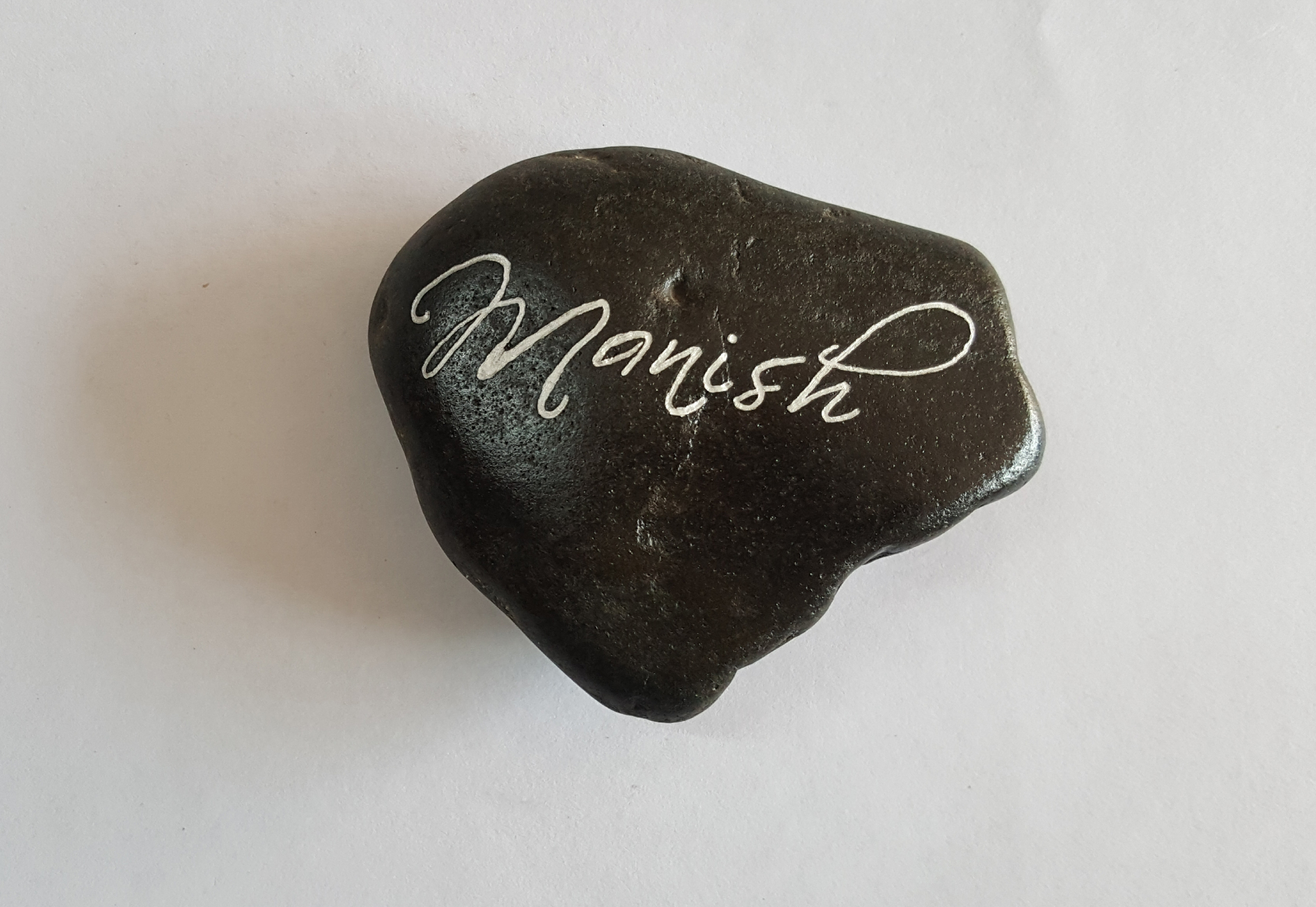 Black Customized Natural River Pebbles Engraved With Your Name