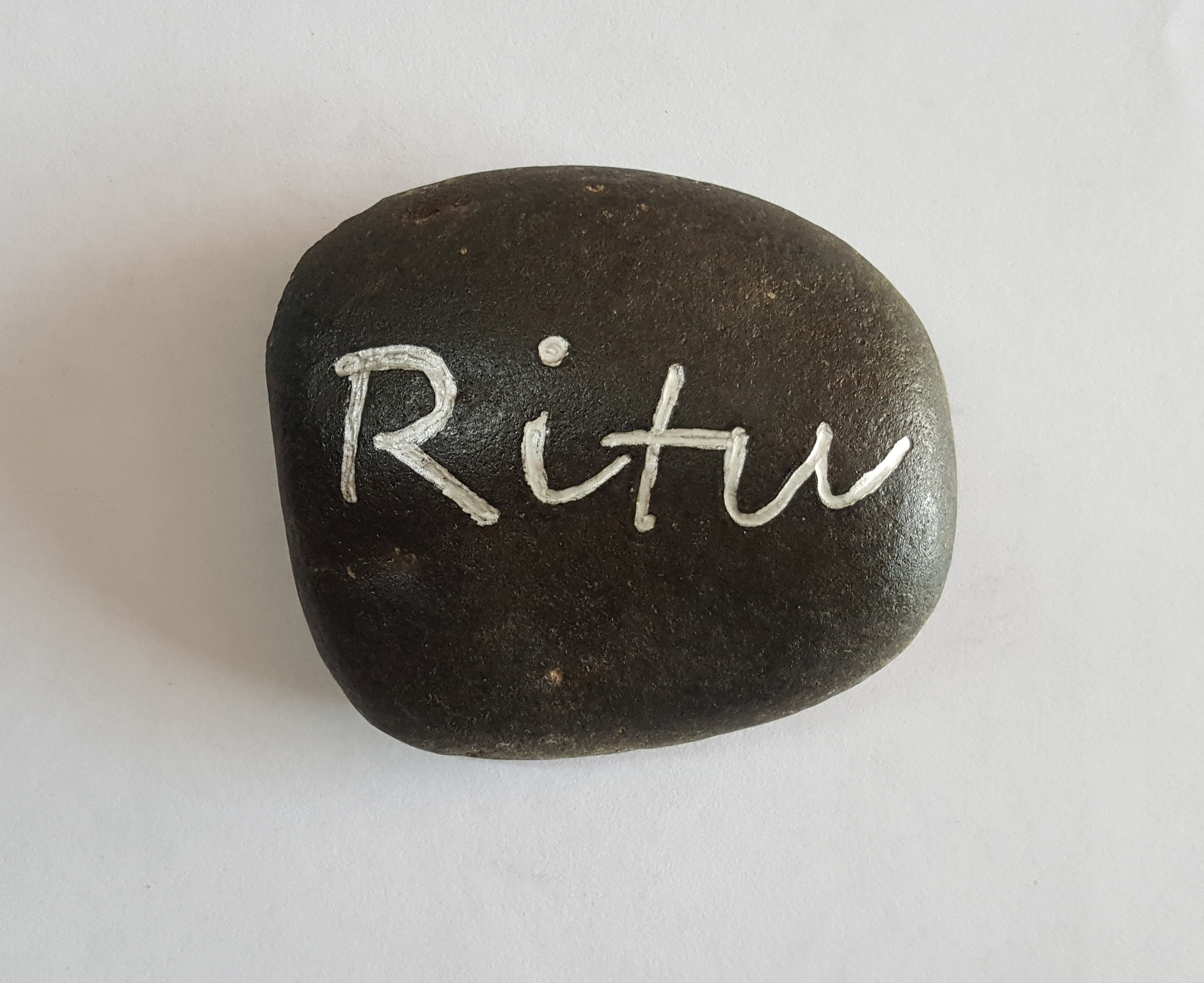 Black Customized Natural River Pebbles Engraved With Your Name