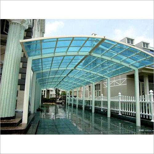 Ms Frame Polycarbonate Car Shed - Modular Frp Design, Heat Resistant, Blue Color | Ideal For Hotels/restaurants, Offices, Workshops, Easily Assembled