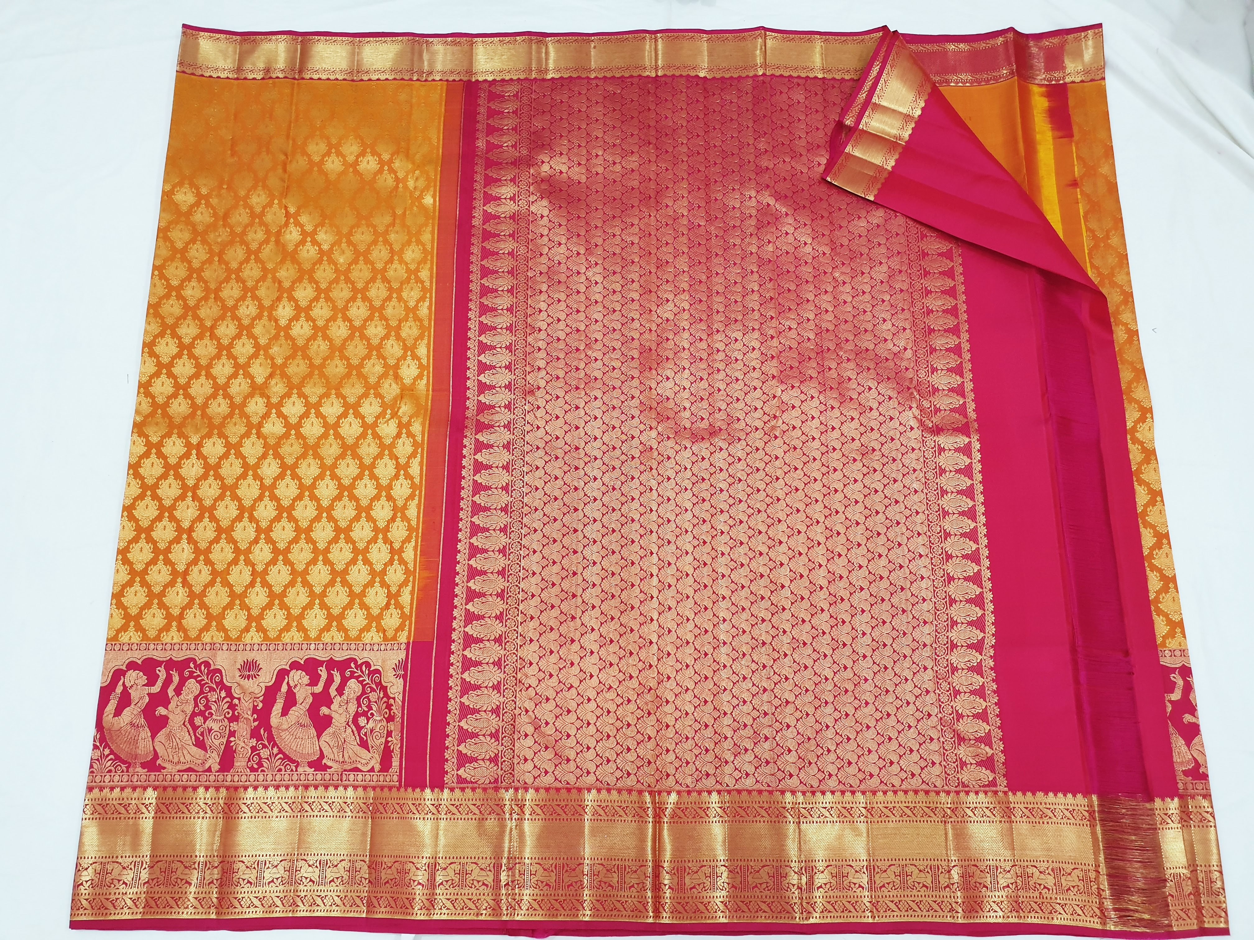 Bridal Silk Saree - Pure Silk, Handwoven, Multicolor | Zari Work, Elegant Design, Traditional Attire