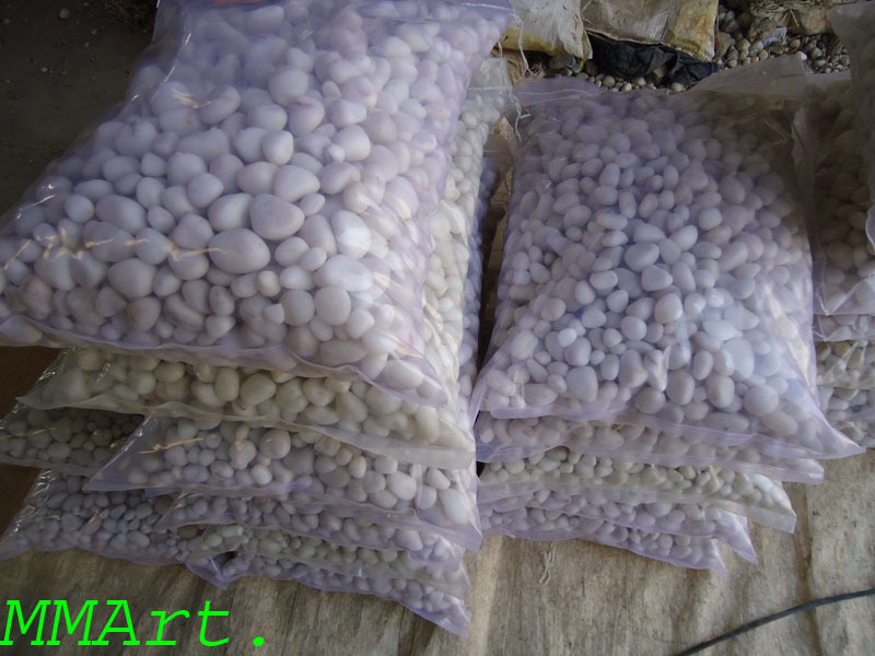 Big Size Milky White Tumbled Pebbles And Marble Round Cobbles Stone - Size: 15mm To 30mm 30mm To 60mm