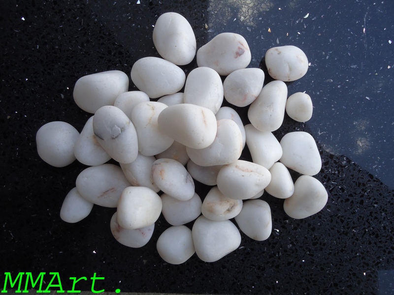 Big Size Milky White Tumbled Pebbles And Marble Round Cobbles Stone - Size: 15mm To 30mm 30mm To 60mm