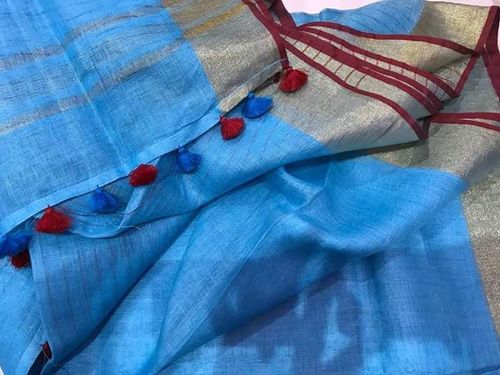 Linen Saree - Traditional South Indian Style | Elegant Drapery, Seasonal Versatility, Breathable Fabric