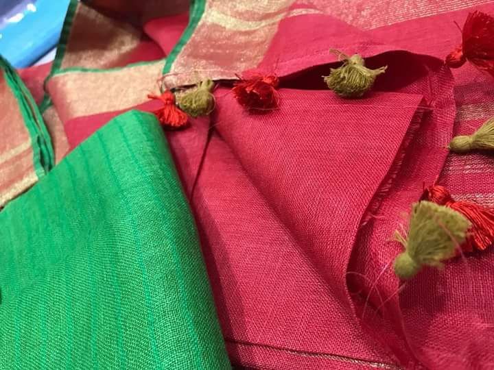 Linen Saree - Traditional South Indian Style | Elegant Drapery, Seasonal Versatility, Breathable Fabric