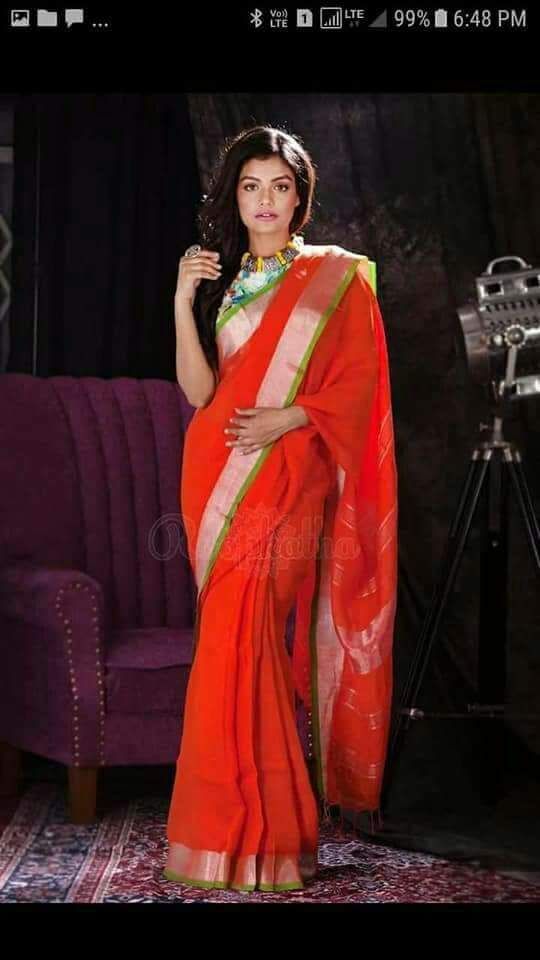 Linen Saree - Traditional South Indian Style | Elegant Drapery, Seasonal Versatility, Breathable Fabric