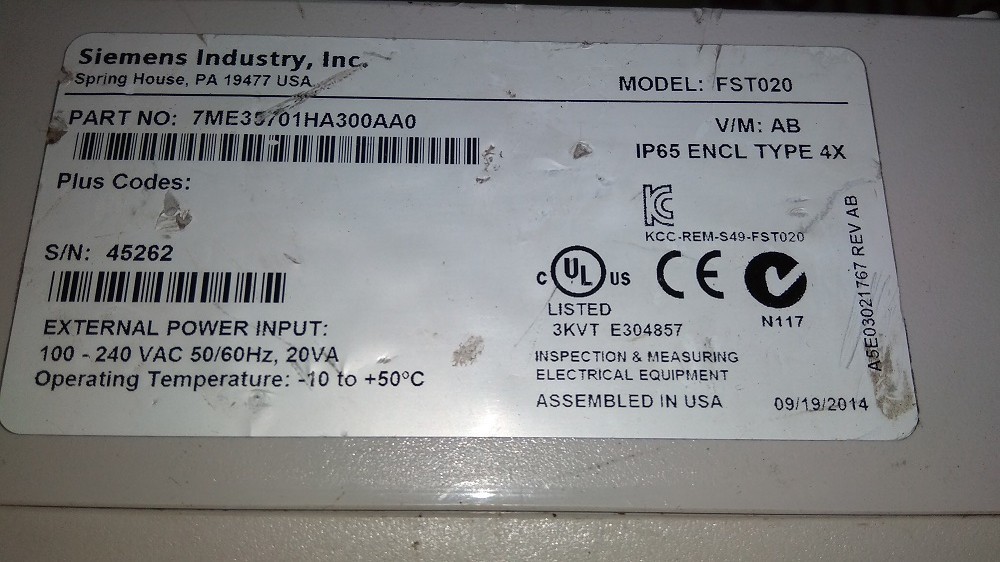 Siemens Digital Interface Level Measurement 7me39701ha300aa0