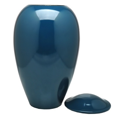 New Premium Pet Cremation Urn - Brass Enamel Design, Customized Size, Blue Color, Floating Hearts Of Love For Home Decoration And Showcase Decor