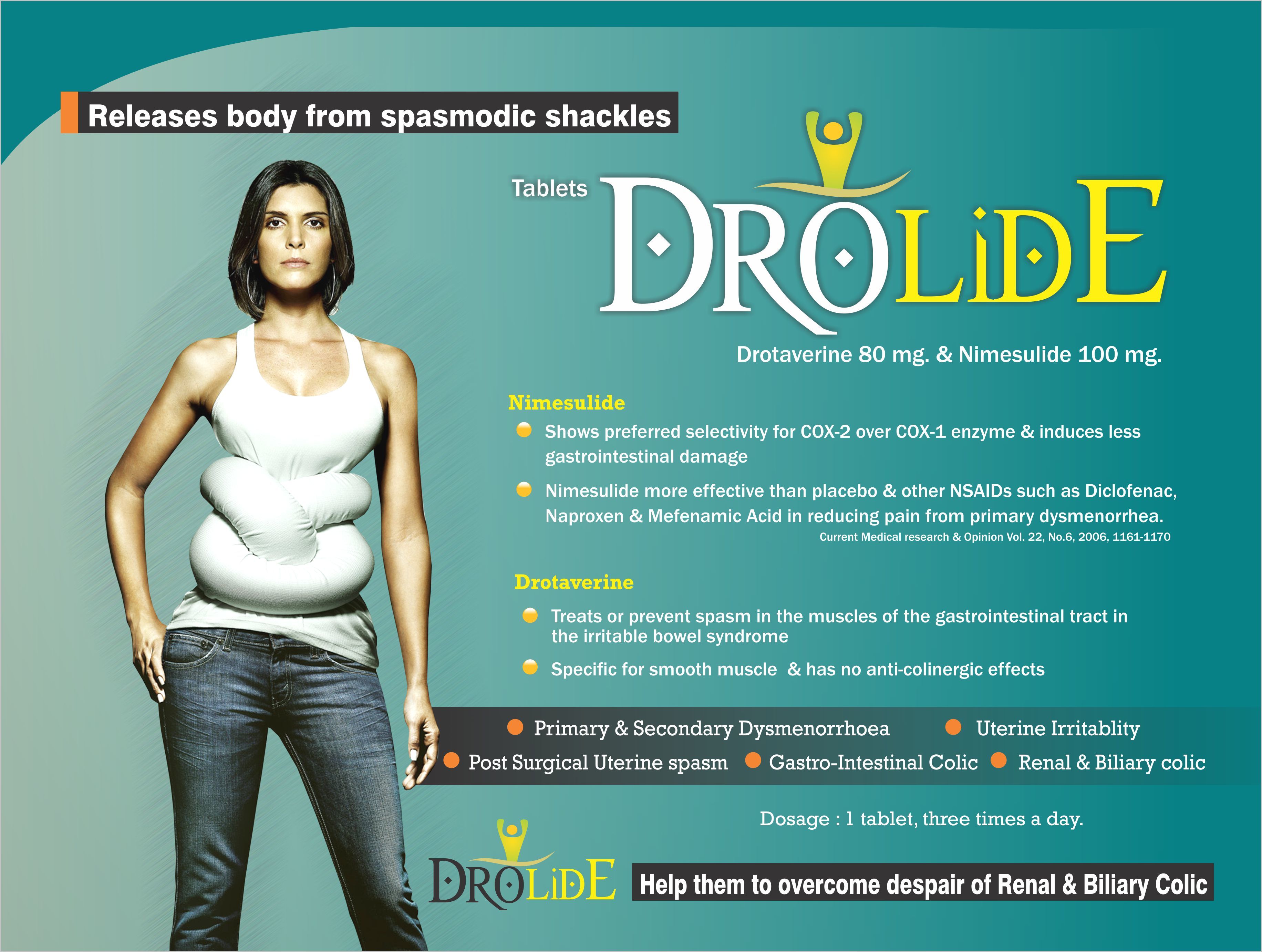 Drotaverine & Nimesulide - 80 Mg & 100 Mg Tablets | Effective Relief For Spasmodic Dysmenorrhea, Irritable Bowel Syndrome, And Gastrointestinal Colic