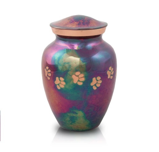 Mix Color Raku Paw Medium Pet Cremation Urn- New