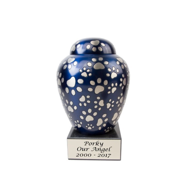 Blue New Silhouette Cat Cremation Urn Country