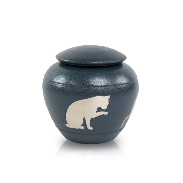 Blue New Silhouette Cat Cremation Urn Country