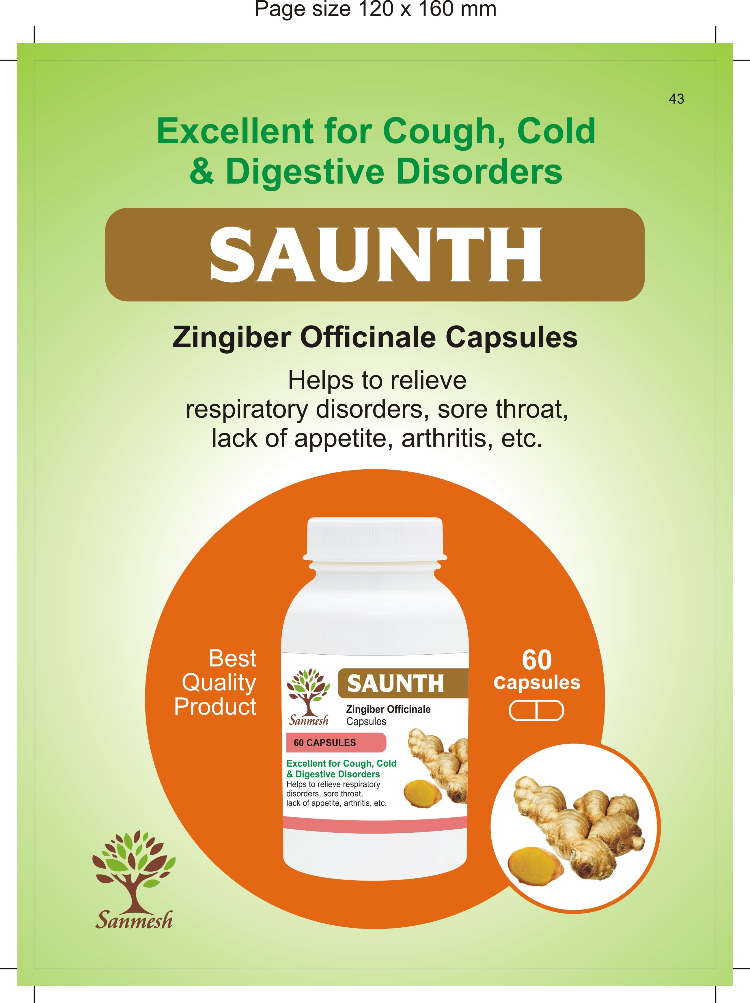 Zingiber Officinale /Sounth Capsules Age Group: For Adults